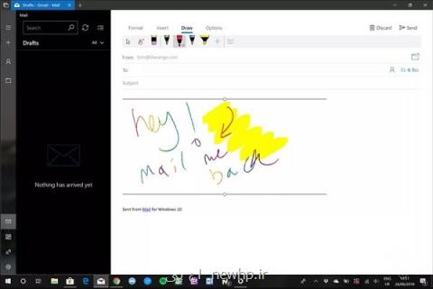 ایمیل زدن با دستخط در ویندوز ۱۰